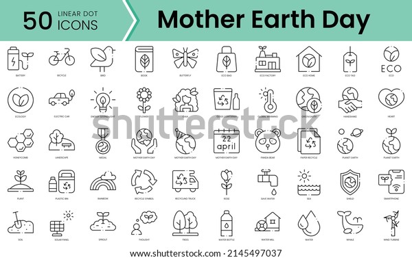 Set of mother earth day icons. Line art\
style icons bundle. vector\
illustration