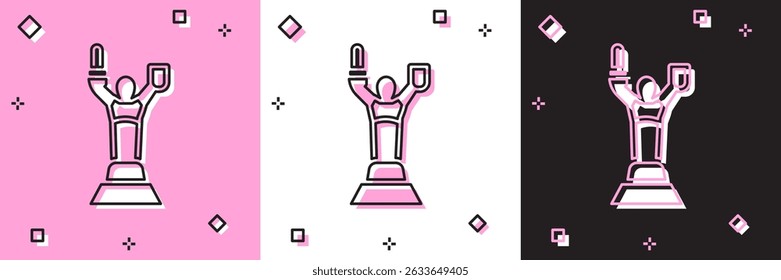Set Mother Motherland monument in Kiev, Ukraine icon isolated on pink and white, black background.  Vector
