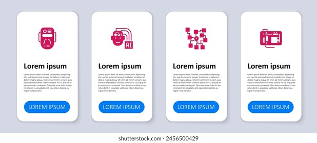 Set Motherboard, Neural network, Humanoid robot and Artificial intelligence. Business infographic template. Vector