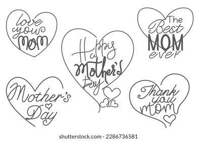 Set of Mother's day Calligraphy. Decorative lettering collection for happy mother's day.