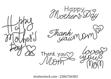 Set of Mother's day Calligraphy. Decorative lettering collection for happy mother's day.