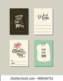 Set of Mother's day cards. Collection of vector templates for  scrapbooking, journaling, congratulations and cards.