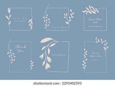 Decoración de marcos florales de flores de día de las madres. Rama botánica, ilustración de garland estupenda para invitación de boda, tarjeta de saludo y banner web, impresión, afiches.