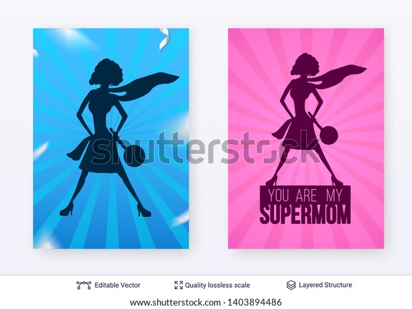 Set Mothers Day Greeting Card Banner Stock Vector Royalty Free