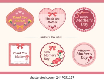 Set of mother's day labels and badges vector Illustration. Sale sticker, invitation, frames and isolated vector symbols set.