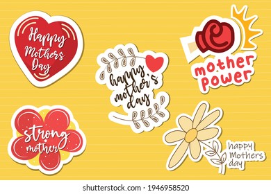 set of mother's day stickers 