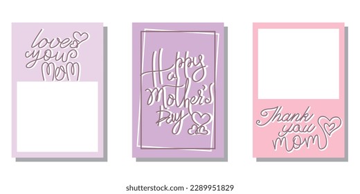 Set of Mother's day template. Happy mother's day message greeting card. Mother's day template collection. Vector illustration.