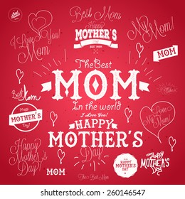 Set of Mother's Day Vector Design Elements And Labels