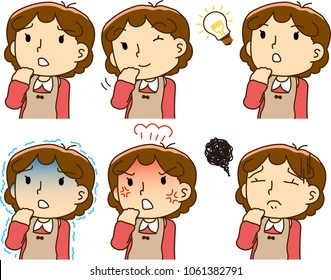 Set of mother's facial expression