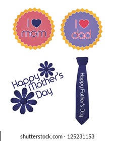 Set of mother's and father's day symbols