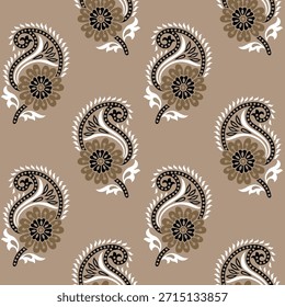 set of motif flower pattern on brown background