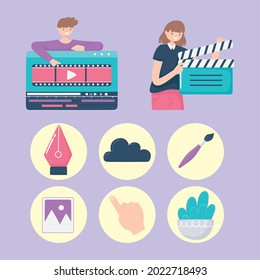 set of motion design people and tools