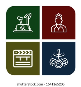 Set of motion icons. Such as Stationary bike, Dancer, Clapper, Hypnosis , motion icons