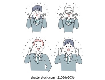 Un conjunto de estudiantes motivados, una cálida ilustración dibujada a mano, un vector de fondo blanco