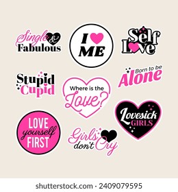 Set of motivation concept stickers and badges design for girls empowerment.