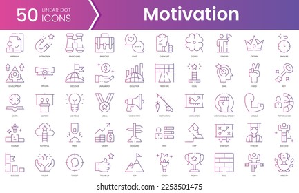 Conjunto de iconos de motivación. Conjunto de iconos de estilo de degradado. Ilustración vectorial