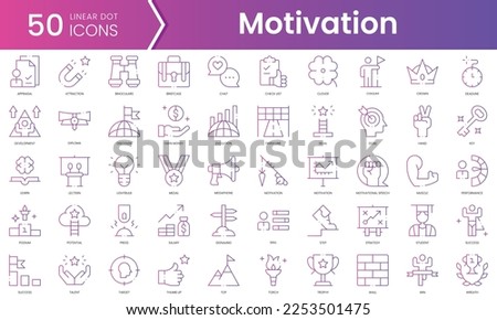 Set of motivation icons. Gradient style icon bundle. Vector Illustration
