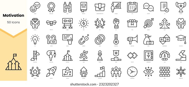 Set of motivation Icons. Simple line art style icons pack. Vector illustration