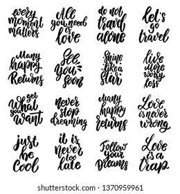 Set of motivation lettering phrases. for postcard, banner, flyer. Vector illustration