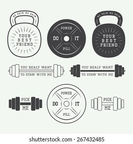 Set of motivation logos, labels and slogans