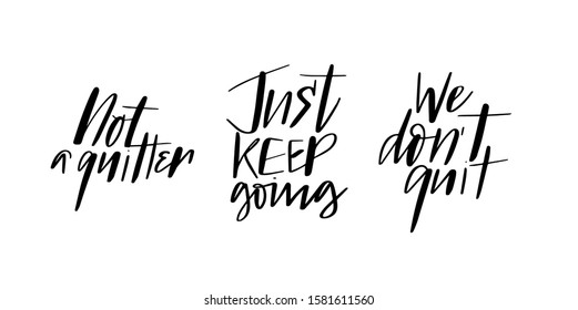 Set of motivation quotes calligraphy brush doodles