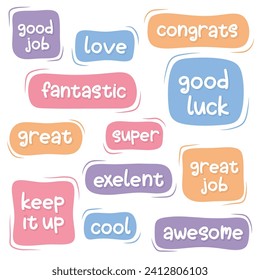 Set of motivation stickers label vector ilustration