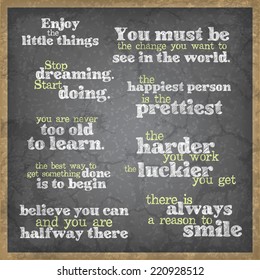 Set of motivational backgrounds. Nine motivational retro posters (EPS10 Vector)
