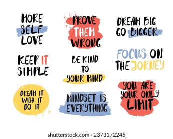Set with motivational and inspirational  hand drawn phrases and quotes, isolated lettering vector illustration 