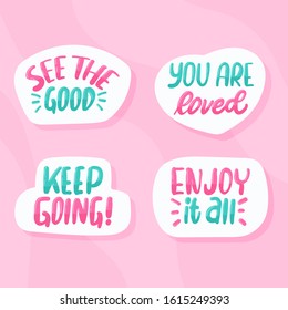 Set of motivational lettering stickers