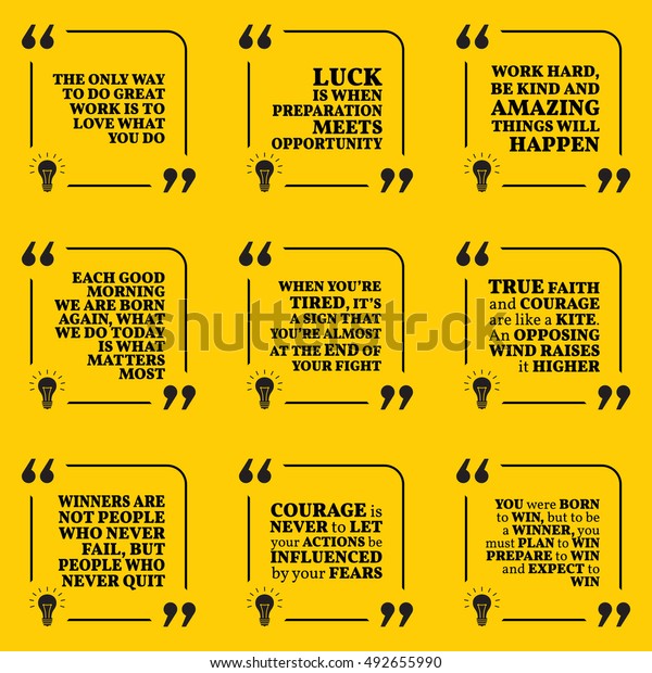 Set Motivational Quotes About Action Hard Stock Vector Royalty