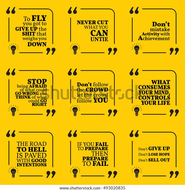 Set Motivational Warning Quotes About Responsibility Stock Vector ...