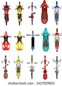 Set of motobike aerial view illustration