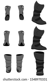 Set of motocross boots different angles view isolated vector illustration