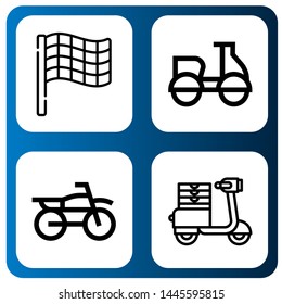 Set of motocross icons such as Race flag, Motorcycle, Motocross, Moped , motocross
