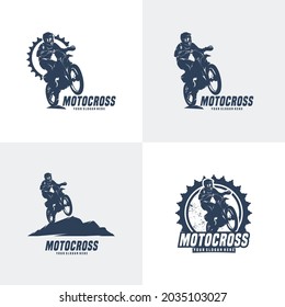 set of motocross logo design template