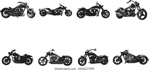 Set Of motor bike Silhouette. silhouettes of bike , icon set of bike silhouette.