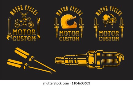 set motor cycles logo emblem badge