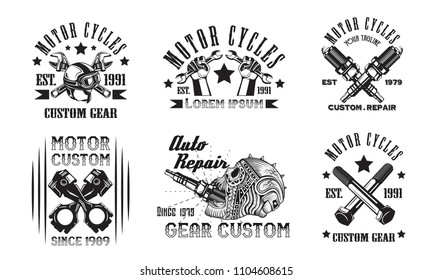 set motor cycles logo emblem badge