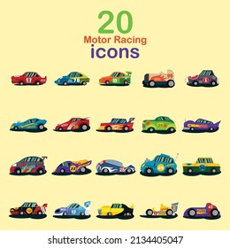 set of motor racing icons vector