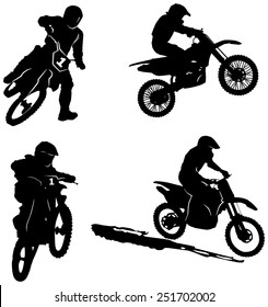 Set of motor sport silhouettes