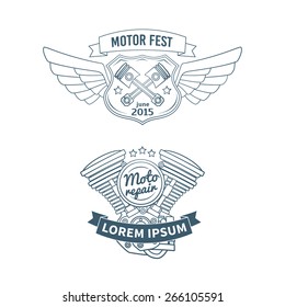 Set of motor vintage labels, set of emblems