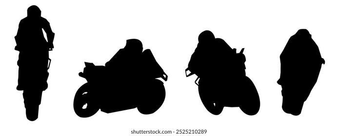 Set of motorbike racer silhouettes. Motorbike racing. isolated on white background. graphic vector illustration.
