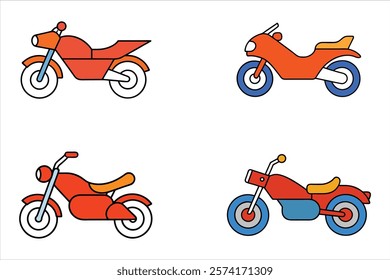 Set of motorbike,motorcycle,bike vector icon illustration on white background.