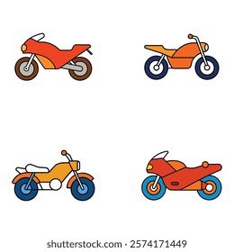 Set of motorbike,motorcycle,bike vector icon illustration on white background.