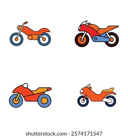 Set of motorbike,motorcycle,bike vector icon illustration on white background.