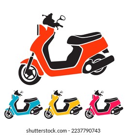 Set of motorbikes in different colors vector illustration in flat style