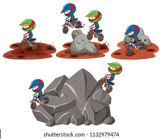 Set of motorcross scenes illustration