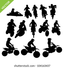 Set of Motorcross silhouettes vector