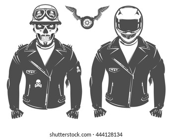 Set of motorcycle biker vintage style tattoo and print for t shirt
