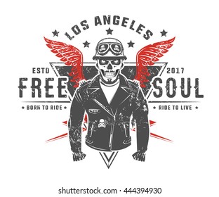 Set of motorcycle biker vintage style tattoo and print for t shirt
